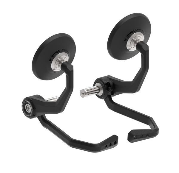 Evotech Bar End Mirrors / Brake and Clutch Protector Kit (Retro) for the Ducati Monster 1100 S has two round motorcycle handlebar mirrors each with an additional lever protector attached. Manufactured from stainless steel, aluminium and injection-moulded nylon with a model-specific precise fitting system.