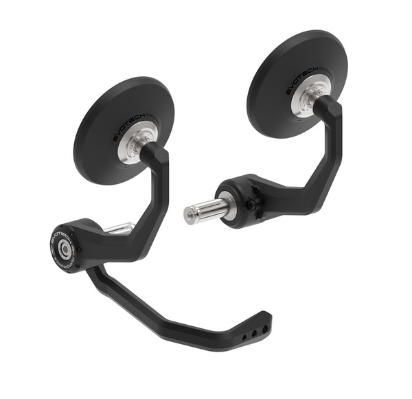 Evotech Bar End Mirrors / Brake Protector (Retro) for the Ducati Monster 1100 includes two circular handlebar mirrors with an additional right hand lever protector to cover the brake lever. Produced from stainless steel, aluminium and injection-moulding with x2 magnified mirror glass.