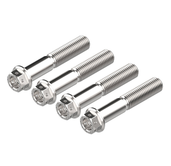 Each bolt from the Evotech Front Caliper Bolt Set (Race) is produced from 316 marine grade stainless steel with accurate length, thread and pitch to ensure a secure fastening to the motorcycle. Evotech Performance’s Race Caliper bolt has a 12 mm hexagon head and incudes pre-drilled holes for race required lockwire.