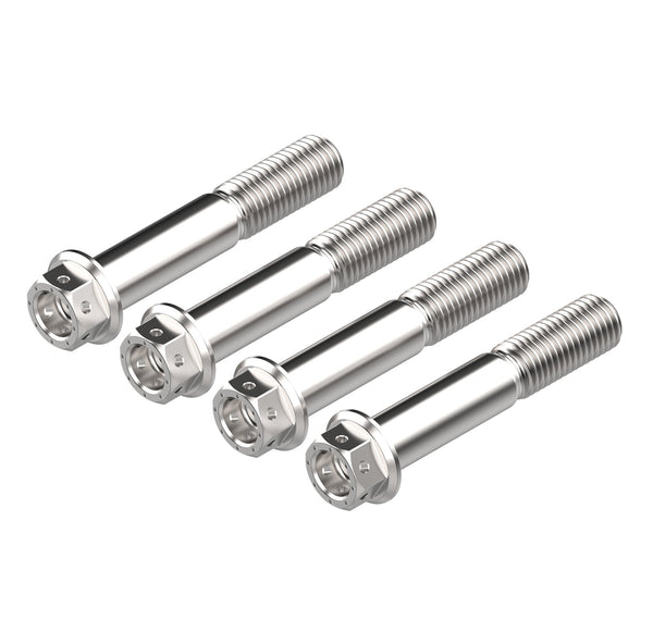 Each bolt from the Evotech Front Caliper Bolt Set (Race) is produced from 316 marine grade stainless steel with accurate length, thread and pitch to ensure a secure fastening to the motorcycle. Evotech Performance’s Race Caliper bolt has a 12 mm hexagon head and incudes pre-drilled holes for race required lockwire.