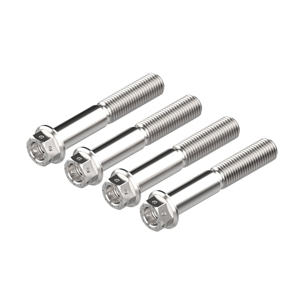 Each bolt from the Evotech Front Caliper Bolt Set (Race) is produced from 316 marine grade stainless steel with accurate length, thread and pitch to ensure a secure fastening to the motorcycle. Evotech Performance’s Race Caliper bolt has a 12 mm hexagon head and incudes pre-drilled holes for race required lockwire.