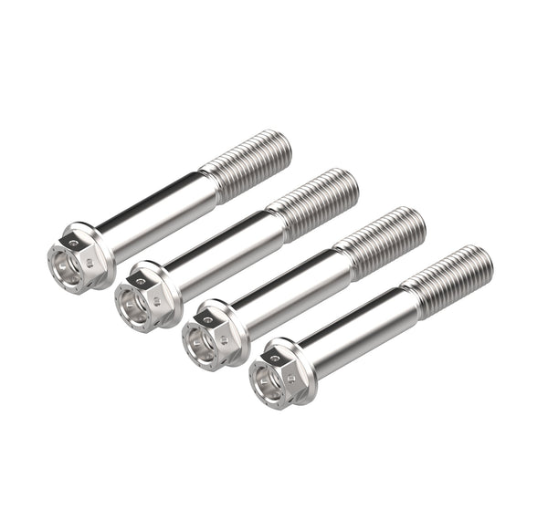 Each bolt from the Evotech Front Caliper Bolt Set (Race) is produced from 316 marine grade stainless steel with accurate length, thread and pitch to ensure a secure fastening to the motorcycle. Evotech Performance’s Race Caliper bolt has a 12 mm hexagon head and incudes pre-drilled holes for race required lockwire.