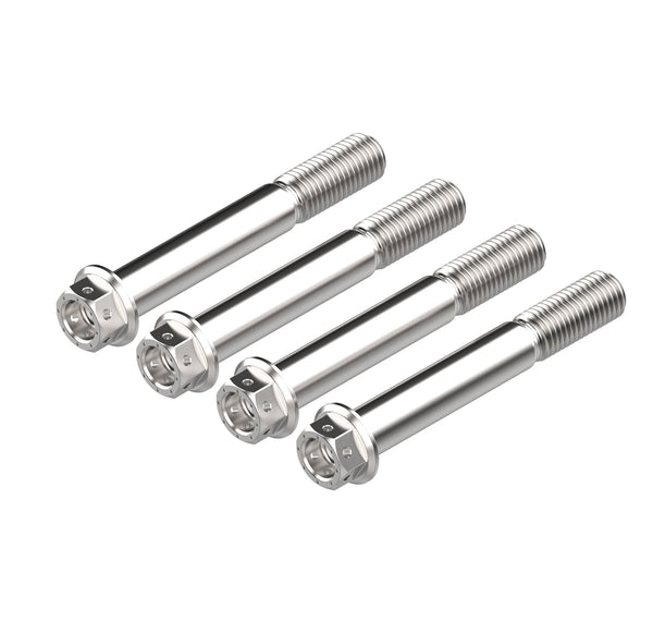 Each bolt from the Evotech Front Caliper Bolt Set (Race) is produced from 316 marine grade stainless steel with accurate length, thread and pitch to ensure a secure fastening to the motorcycle. Evotech Performance’s Race Caliper bolt has a 12 mm hexagon head and incudes pre-drilled holes for race required lockwire.