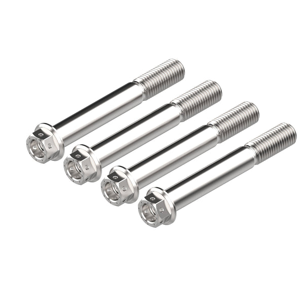 Each bolt from the Evotech Front Caliper Bolt Set (Race) is produced from 316 marine grade stainless steel with accurate length, thread and pitch to ensure a secure fastening to the motorcycle. Evotech Performance’s Race Caliper bolt has a 12 mm hexagon head and incudes pre-drilled holes for race required lockwire.