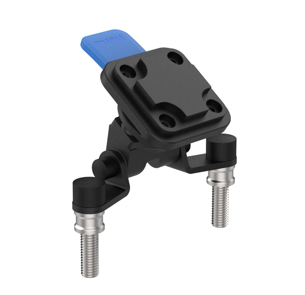 Featuring a pivot mechanism, the Evotech Carpuride Compatible Handlebar Clamp Sat Nav Mount will position a Carpuride unit in the rider's line of sight on the motorcycle's handlebars. The powder-coated black Evotech motorcycle accessory has a Carpuride interface plate and all required fittings are included in the kit.