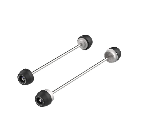 Evotech Spindle Bobbins Kit includes motorcycle parts for both the front and back wheels in one kit. The nylon and aluminium Evotech Performance bobbins have model-specific shaped spacers to ensure an accurate fit to each wheel, and are joined using a rolled-thread steel rod.