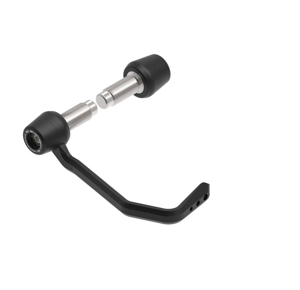 Precision-designed to fit either side of the motorcycle handlebars, Evotech Brake Lever Protector Kit has stainless steel weight to the left hand and a combined stainless steel weight and aluminium lever guard to the right hand. Each Evotech Performance part is powder-coated black and has EP logos. The stainless steel fitting bolts are also supplied in the motorcycle accesory kit.
