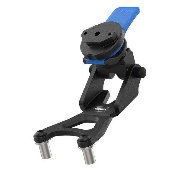 Positioning the chigee interface in the front of the rider, The Evotech Sat Nav Mount has a model-specific design and pivot adjustment. Finished with a matt, black powder-coating, the aluminium motorcycle accessory has Evotech Performance logos.