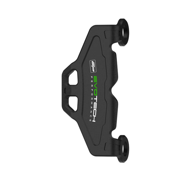 The Evotech Front Caliper Guard is a single ergonomically shaped brake caliper protector offering crash protection to the front single disc brake. The motorcycle part is CNC-machined from aluminium with Evotech Performance’s matt, black, durable powder-coating and coloured EP logos.