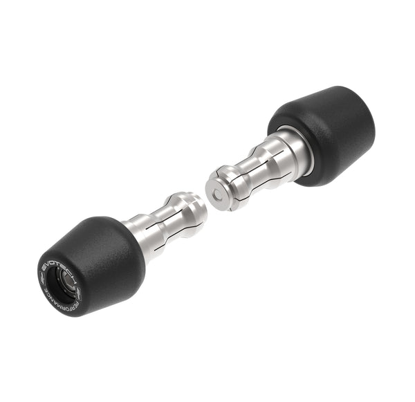The Road-sized Evotech Bar End Weights are manufactured from stainless steel with a durable, black powder-coating and EP logos. The model-specific stainless steel design ensures an accurate fit to the handlebar ends.