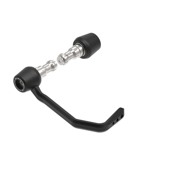 The Evotech Brake Lever Protector Kit (Road) has a left hand bar end weight and right hand weight with integrated lever protector. The stainless steel handlebar weights and aluminium lever guard have a durable matt, black powder-coating. The Evotech motorcycle accessories are fitted with a stainless steel collet installation system.