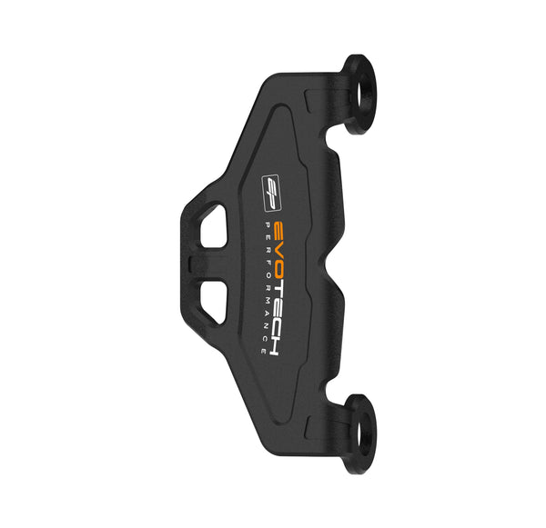The Evotech Front Caliper Guard is a single ergonomically shaped brake caliper protector offering crash protection to the front single disc brake. The motorcycle part is CNC-machined from aluminium with Evotech Performance’s matt, black, durable powder-coating and orange coloured EP logos.