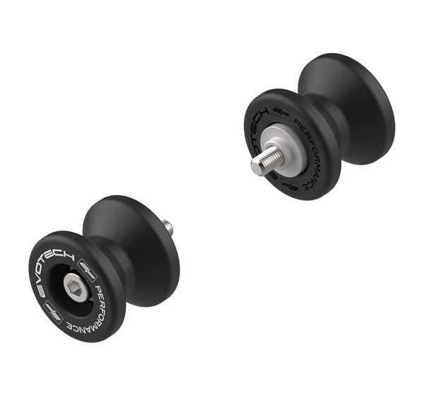 Evotech Paddock Stand Bobbins are specifically shaped nylon and aluminium bobbins which can easily catch the C or V cups of a paddock stand. Bearing Evotech Performance logos, the motorcycle accessories are quickly fitted using the supplied fittings.