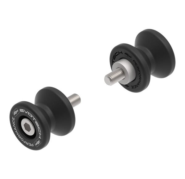 EP Paddock Stand Bobbins for the Kawasaki Ninja 650 Performance, hourglass shaped bobbins featuring aluminium spacers, stainless steel inners and stainless steel bolts.