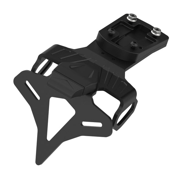 The powder-coated aluminium Evotech Tail Tidy for the Kawasaki Ninja ZX-6R has a custom design to accurately fit to replace the rear fender. With insertion points for OE indicators, the Evotech motorcycle part has a replacement LED registration light.