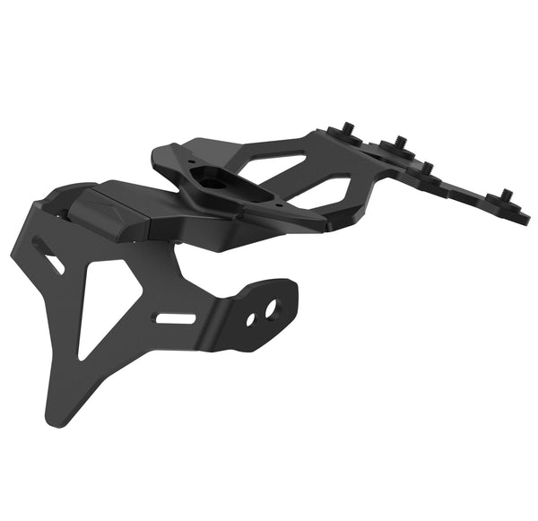 The Evotech Tail Tidy for the Suzuki GSX-S1000GX+ is accurately shaped from aluminium with a matt, black powder-coating. The motorcycle licence plate bracket has insertion points for the OE indicators and an integrated LED light.