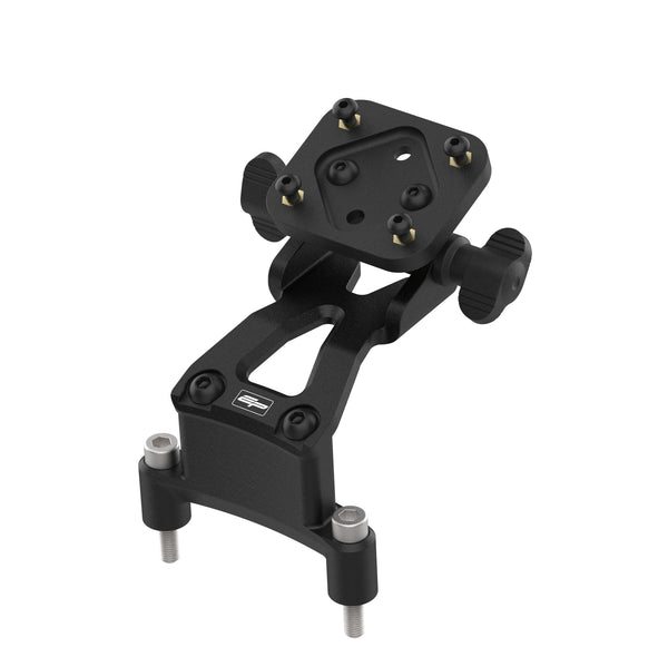 The Evotech Sat Nav Mount for the Triumph Speed Triple mounts to the petrol tank mounting bolts with the supplied stainless steel bolts. The angled motorcycle sat nav accessory is made from black powder-coated aluminium and features a Garmin interface.