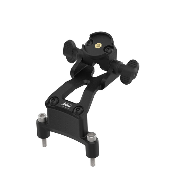 The Evotech Sat Nav Mount for the Triumph Speed Triple mounts to the petrol tank mounting bolts with the supplied stainless steel bolts. The angled motorcycle sat nav accessory is made from black powder-coated aluminium and features an SP Connect interface.