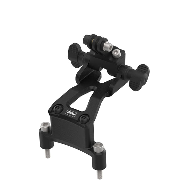 The Evotech Sat Nav Mount for the Triumph Speed Triple mounts to the petrol tank mounting bolts with the supplied stainless steel bolts. The angled motorcycle sat nav accessory is made from black powder-coated aluminium and features a Beeline Moto interface.