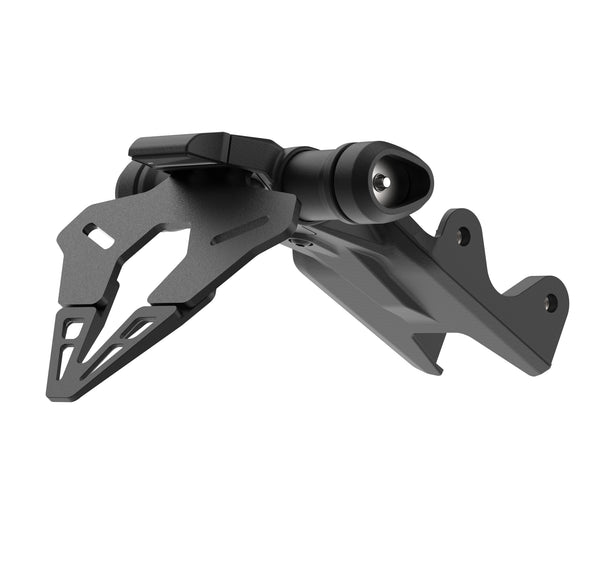 The Evotech Tail Tidy for the Yamaha YZF-R9 is produced from powder-coated black, aluminium and SLS engineered parts. The EP motorcycle part has an integrated LED light for the licence display, plus insertion points for the OE indicators.