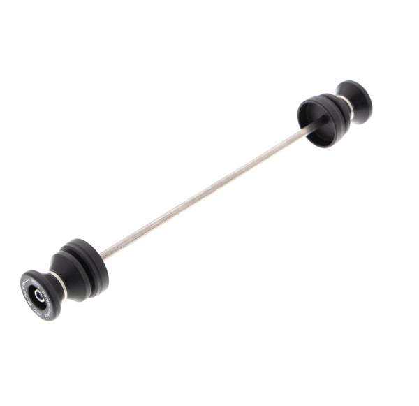 EP Paddock Stand Bobbins for the Ducati Scrambler 1100 Pro. EP signature nylon paddock stand bobbins with precision shaped aluminium spacer, held either end of a rolled-thread spindle rod.