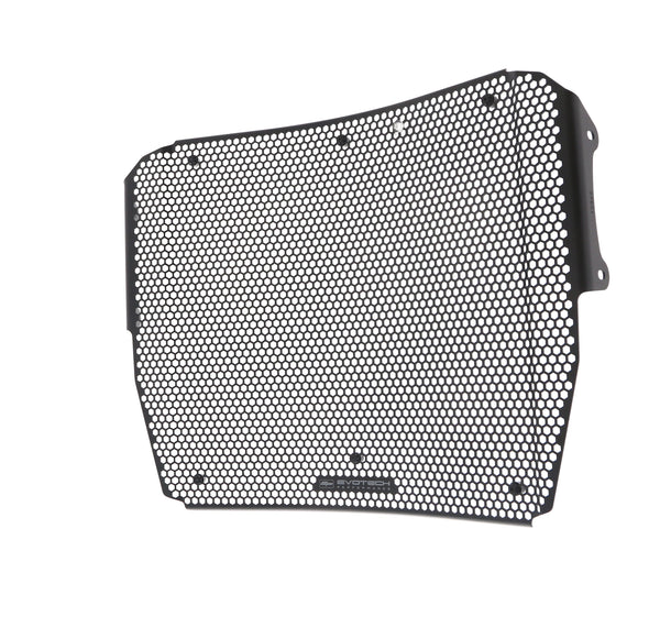 With a custom design for the Triumph Speed Triple 1200 RS, the Evotech Radiator Guard is shaped for a precise fit. Protecting the motorcycle's radiator from damage and road debris, the hexagonal mesh allows air to flow to the machine.