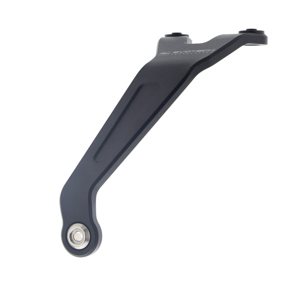 Evotech Exhaust Hanger is CNC-machined from aluminium with a matt, black powder-coating. With all required fasteners included in the kit, the EP motorcycle part fits to existing mounting points.