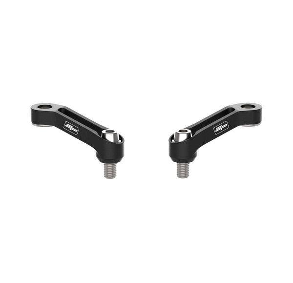 The powder-coated black aluminium Evotech Mirror Extension Brackets are precision-shaped to raise and widen the position of the OE mirrors. The EP motorcycle part is installed with supplied fittings.  