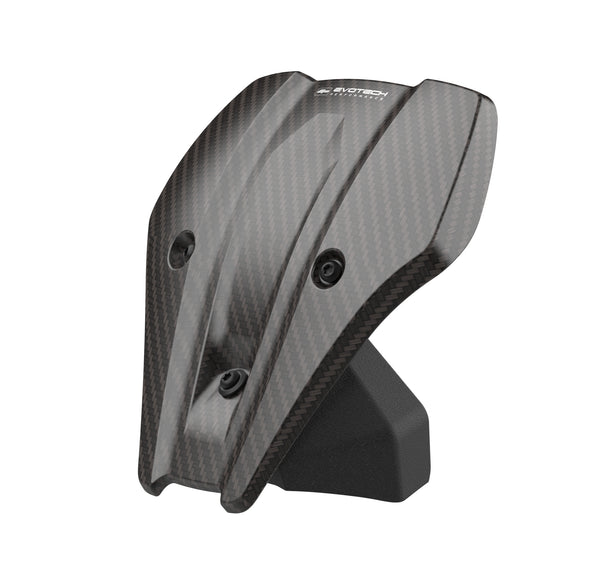 Precision shaped from lightweight, premium carbon fibre, the Evotech Carbon Fibre Fly Screen has aerodynamic shaping, bringing a factory-finish look to the front of the motorcycle. Finished with Evotech Performance logo, the EP carbon fibre front cowl has matt, black fasteners to a EP bespoke aluminium fitting bracket, giving a fuss-free.
