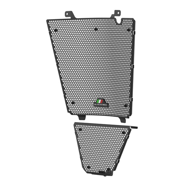 The Evotech Radiator and Oil Cooler Guard Set has a precision design to accurately cover the motorcycle's vital parts without any modifications required. With EP's rubber bungs, all fasteners and a T-Shape badge in the kit, the motorcycle part can be easily installed.