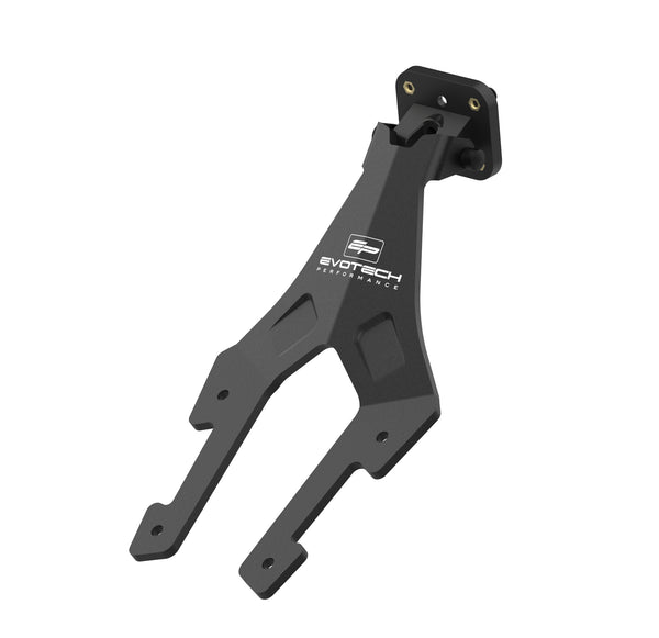 With a Garmin interface attached at the top, the Evotech Sat Nav Mount has a bespoke shaping, CNC-machined from aluminium, to accurately fit to the motorcycle's screen mounting points. With pre-drilled insertion points, the Evotech motorcycle sat nav accessory is powder-coated black with white Evotech Performance logos printed in white.