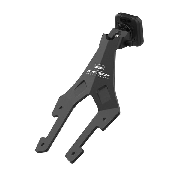 With a Peak Design smartphone interface, Evotech's bespoke motorcycle sat nav mount will fit to existing mounting points. Powder-coated black, the EP sat nav mount is printed with Evotech Performance logos in white.  