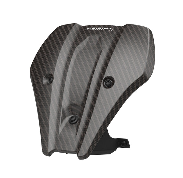 Precision shaped from lightweight, premium carbon fibre, the Evotech Carbon Fibre Fly Screen has aerodynamic shaping, bringing a factory-finish look to the front of the motorcycle. Finished with Evotech Performance logo, the EP carbon fibre front cowl has matt, black fasteners to a EP bespoke aluminium fitting bracket, giving a fuss-free.