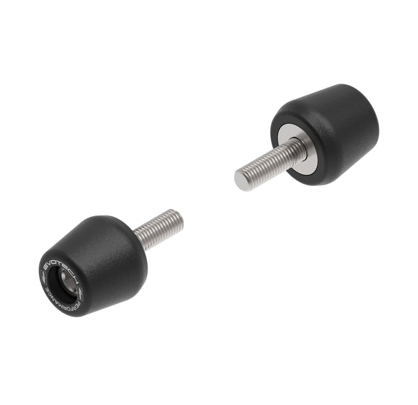 The pair of Evotech bar end weights are EP's Road option with a larger size and inset fasteners. Each Evotech motorcycle part has stainless steel fasteners and finished with matt, black powder-coating.