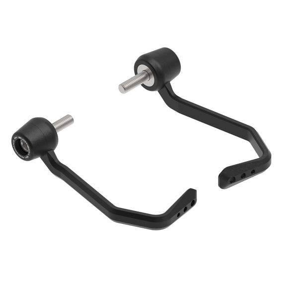 The Evotech Brake and Clutch Lever Protector Kit combines aluminium lever guards with stainless steel handlebar end weights in one seamless modular motorcycle part. With stainless steel fasteners, the outer parts are finished with a durable matt, black powder-coating and Evotech Performance logos.