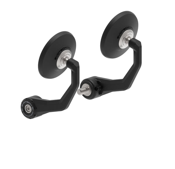 Evotech Bar End Mirrors (Retro) for the Suzuki DRZ-4S are a pair of handlebar end mirrors with model-specific installation mechanism. Each round motorcycle mirror has x2 magnification with pivot and aluminium mirror stem adjustment options.