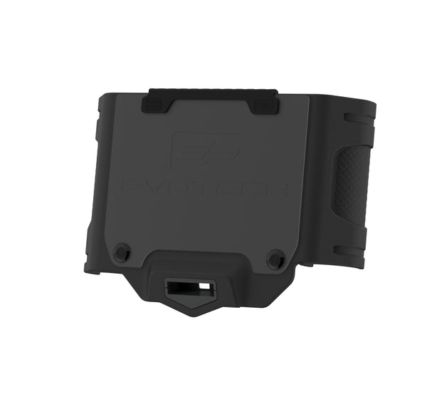 The Evotech Number Board for the Beta Eva trials motorcycle includes a flexible bracket to display the OE front light, within the accurately shaped black EP number board. 