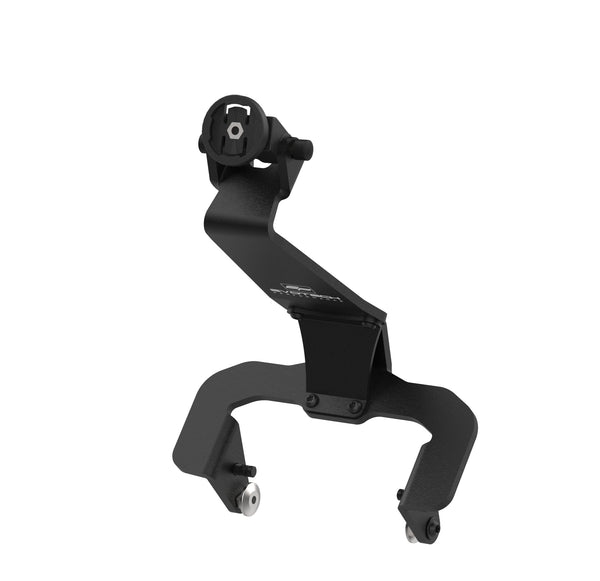 Shaped to accurately fit the motorcycle's screen support framework, the aluminium Evotech Beeline Moto 2 Sat Nav Mount displays a Beeline Moto 2 interface at the top of the Evotech bracket. Finished in a matt, black powder coating and with Evotech Performance logos in white, the motorcycle accessory has steel fasteners included in the kit.