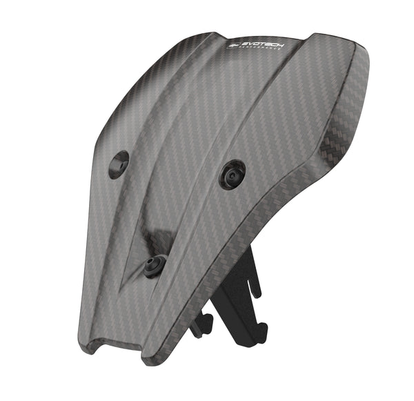 Precision shaped from lightweight, premium carbon fibre, the Evotech Carbon Fibre Fly Screen has aerodynamic shaping, bringing a factory-finish look to the front of the motorcycle. Finished with Evotech Performance logo, the EP carbon fibre front cowl has matt, black fasteners to a EP bespoke aluminium fitting bracket, giving a fuss-free.