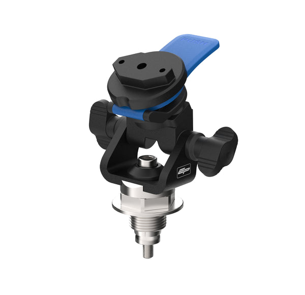 The Evotech Chigee Compatible Sat Nav Mount attaches to the motorcycle’s top yoke with a replacement stainless steel bolt which has fitting point for an expanding collect locator. The Evotech motorcycle accessory then secures a Chigee interface in position with wing screws for angle adjustment.