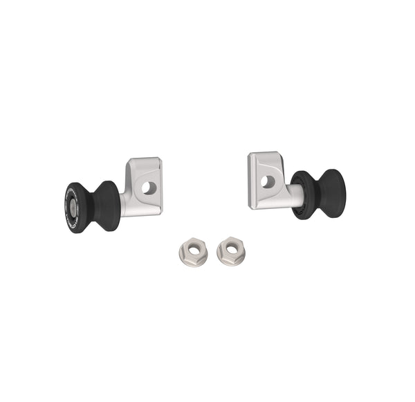 Evotech Paddock Stand Bobbins for the Honda CB1000 Hornet, have anodised mounting brackets and replacement nuts. The Evotech motorcycle parts have cotton reel shaped paddock stand bobbins for C or V cup stands.
