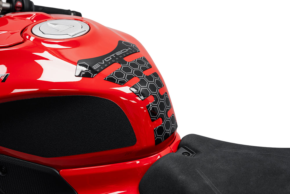Evotech Motorcycle Fuel Tank Protector Sticker - Dark Grey Hexagon Pattern