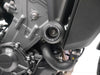 The right hand Evotech Crash Bobbin inserted into the motorcycle using the pre-existing mounting points.