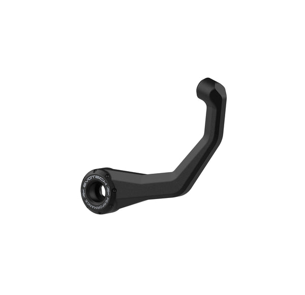 The right hand motorcycle mirror stem with Evotech Performance logos is CNC-machined from aluminium and powder-coated with a durable matt, black finish. Evotech's replacement right hand Mirror Arm has installation point for the Evotech mirror kit.