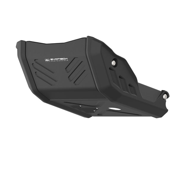 The Evotech Sump Guard combines aluminium and nylon composite parts to protect the motorcycle's lower engine and sump from damage. Finished in matt, black powder-coating and Evotech Performance logo.