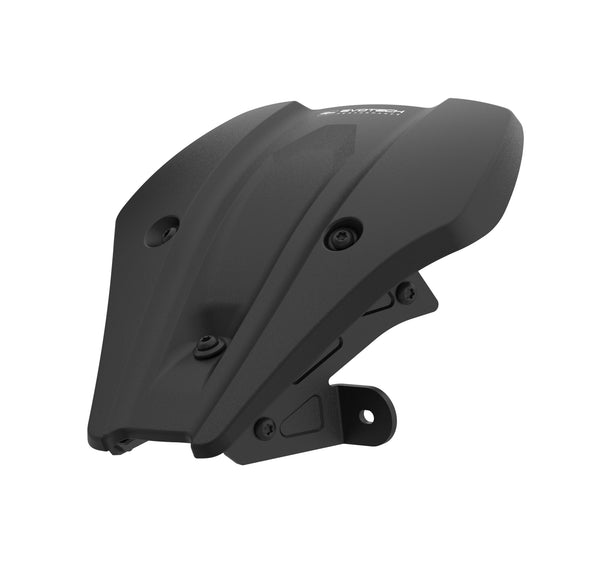 With a bespoke powder-coated aluminium mounting bracket, the shaped ABS Evotech Fly Screen improves the aesthetics and aerodynamics of the Suzuki motorcycle. The EP motorcycle accessory has all required black fasteners supplied in the kit.