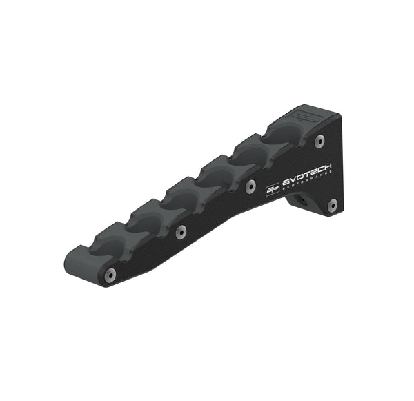 The Evotech T-Bar Holder, with space for six workshop tools, is produced from black powder-coated aluminium and composite parts with Evotech Performance logos.