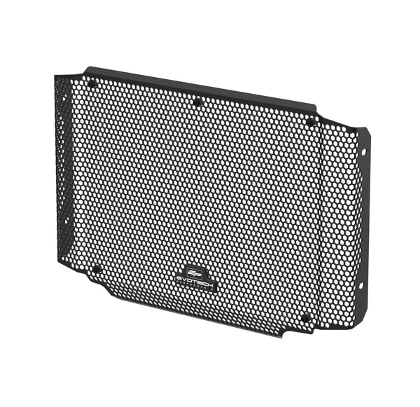 With accurate size and shaping to fit the motorcycle with precision, the Evotech Radiator Guard is supplied with rubber bungs, a T-shape Evotech Performance logo badge and all other required fasteners. The EP rad protector is machined from lightweight aluminium with a matrix of hexagonal holes to maintain structure whilst allowing cooling air flow.