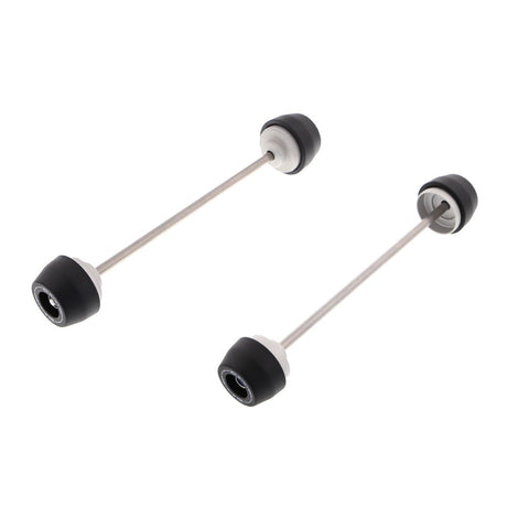 EP Spindle Bobbins Kit for the Kawasaki ZX-10RR includes front fork crash protection and rear swingarm protection. Stainless steel spindle rods precisely fit the signature Evotech Performance nylon bobbins to either end of the motorcycle’s wheels.  
