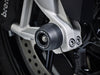 Front fork crash protection in position on the BMW R 1200 GS Rallye from the EP Spindle Bobbins Kit.